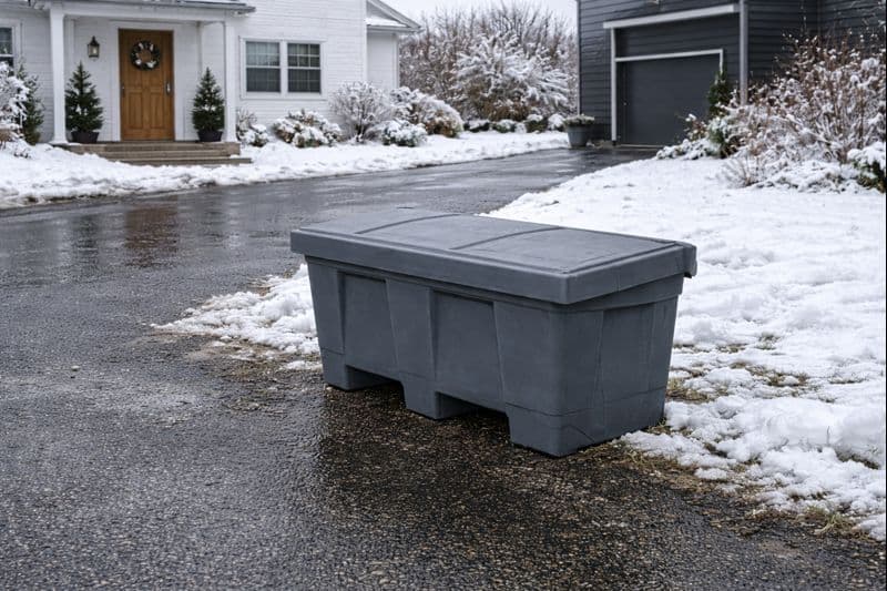 Strøkasse med lukket lokk og klar for vinteren.